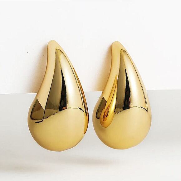 Gold Plated Water Drop Earrings - Picture 2 of 11